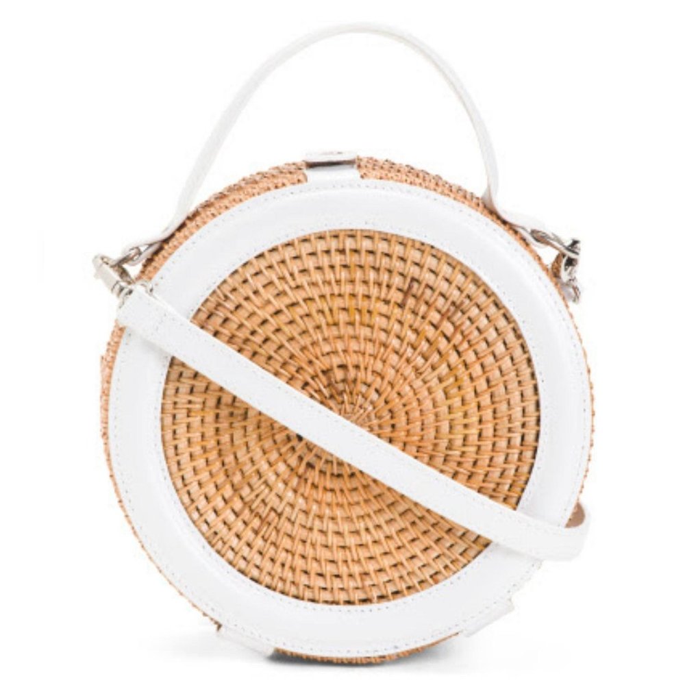 Handwoven Wicker Circle Crossbody Rattan Bag With